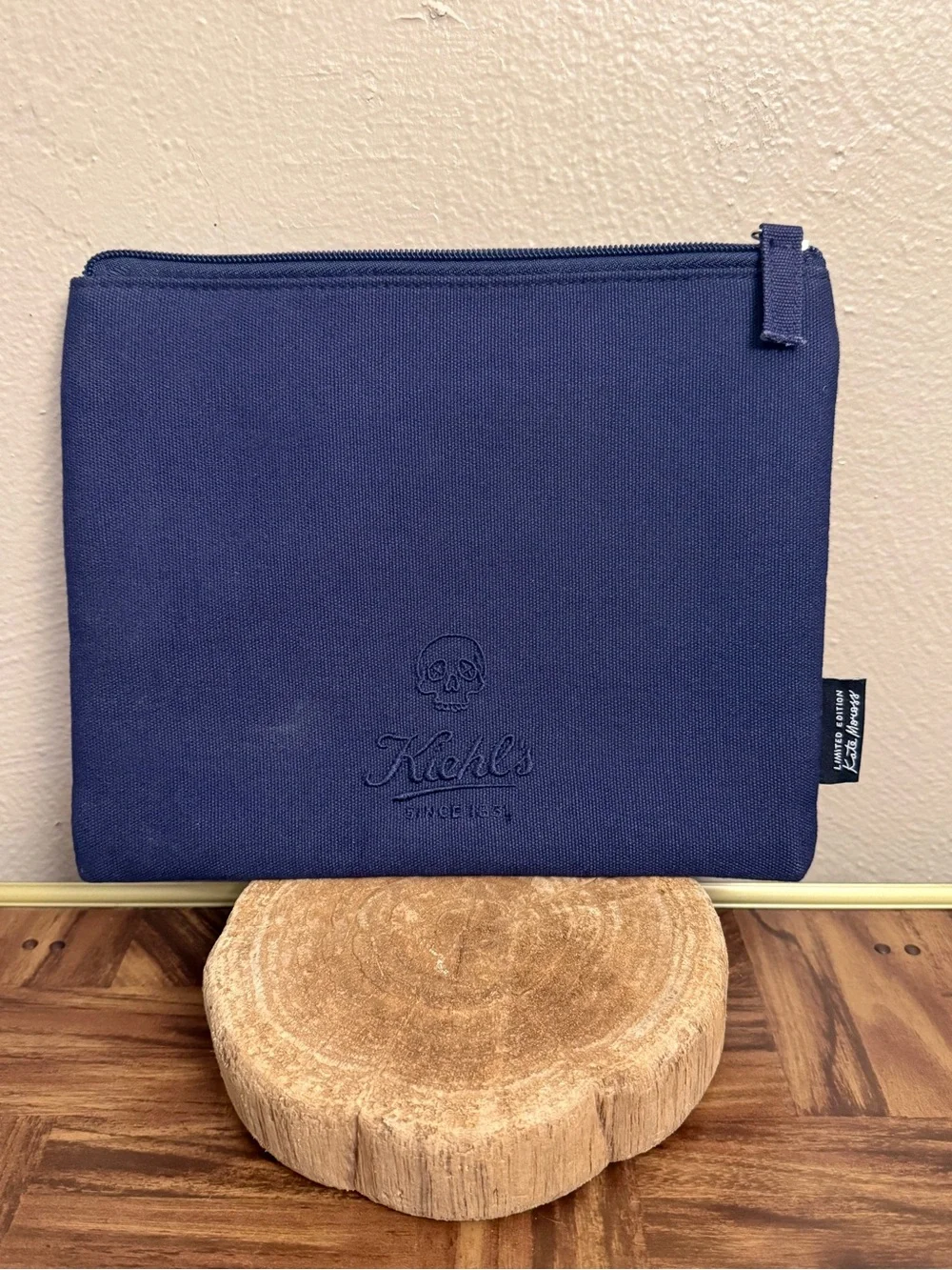 Limited Edition Kiehls x Kate Moross Navy Skull Canvas Toiletries Travel Bag